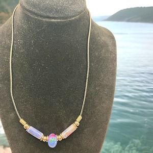 Lavender Bead Cord 17.75 Inch Necklace!